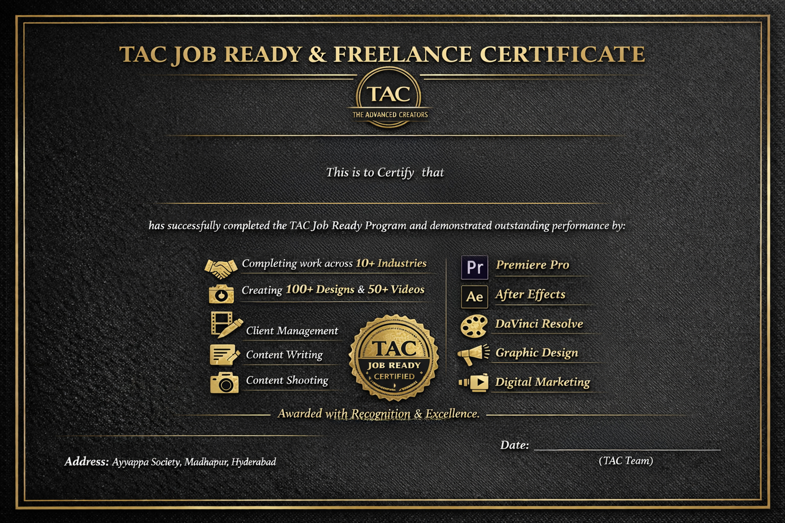 TAC Job Ready Certificate